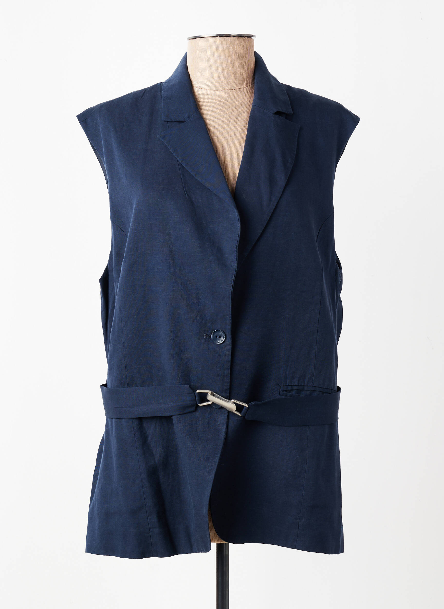 Gilet sans manche poches bleu ELORA femme