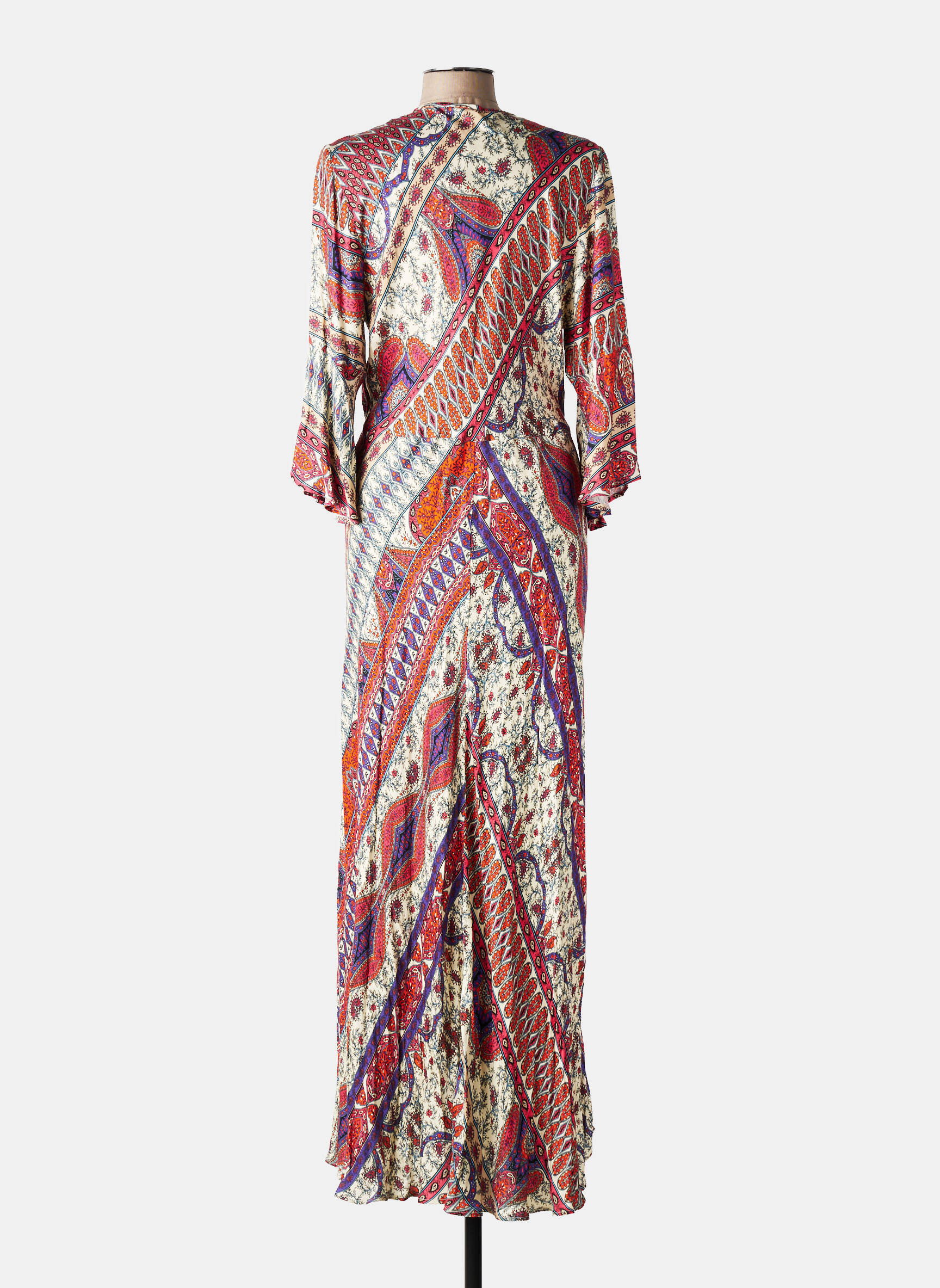 Robe longue imprimé fleurs manches 3/4 orange ELORA femme