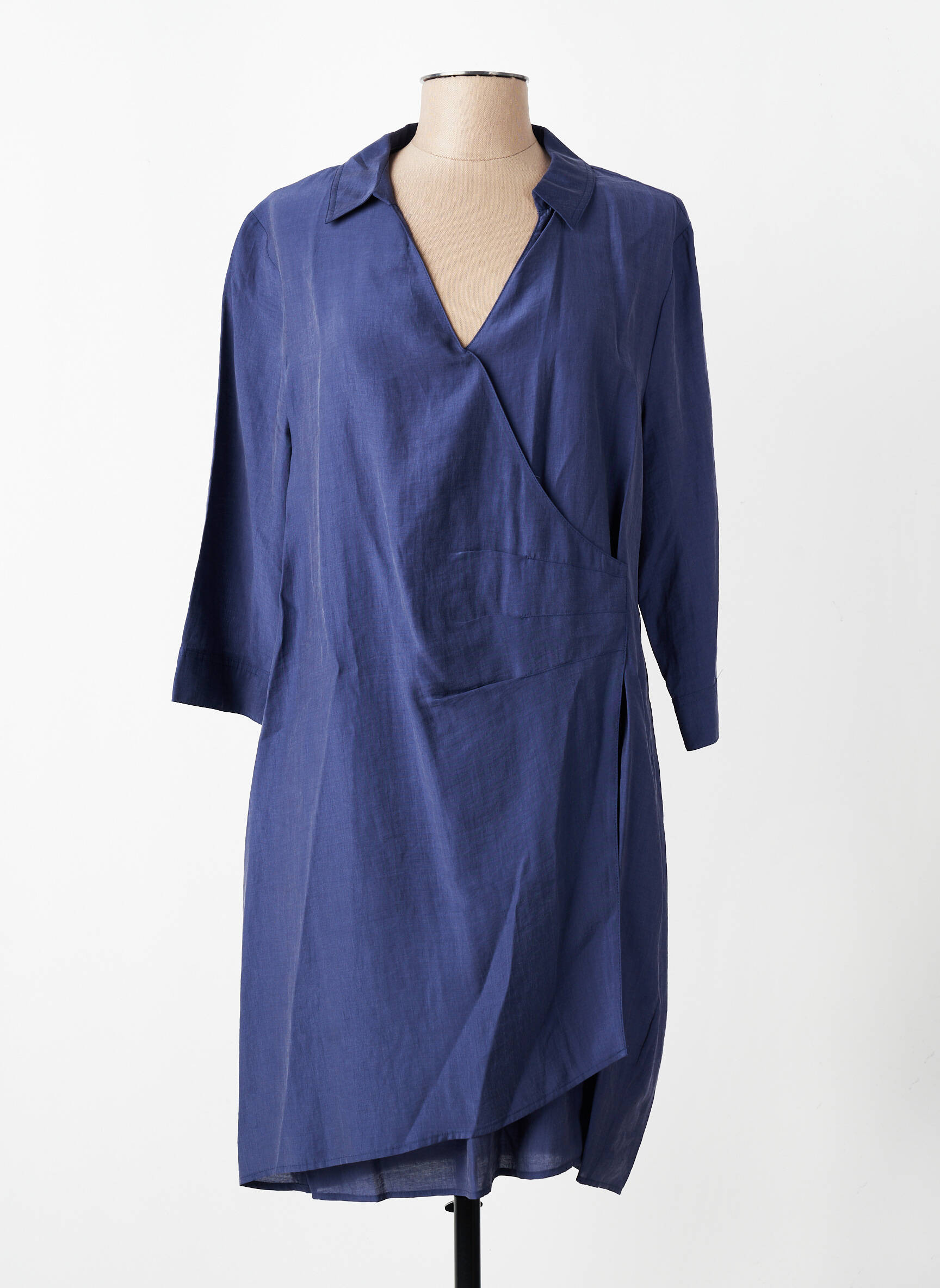 Robe mi-longue manches 3/4 manches 3/4 bleu ELORA femme