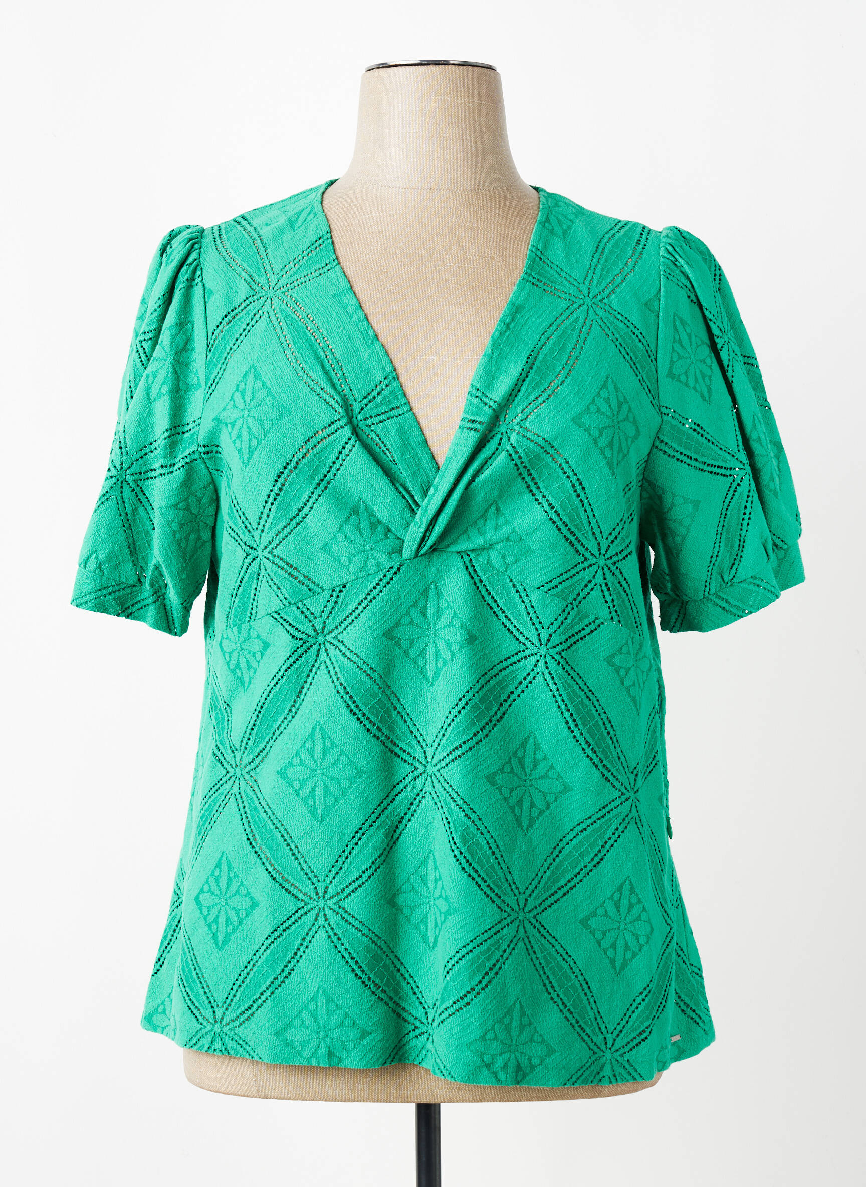 Top manches courtes manches courtes vert ELORA femme