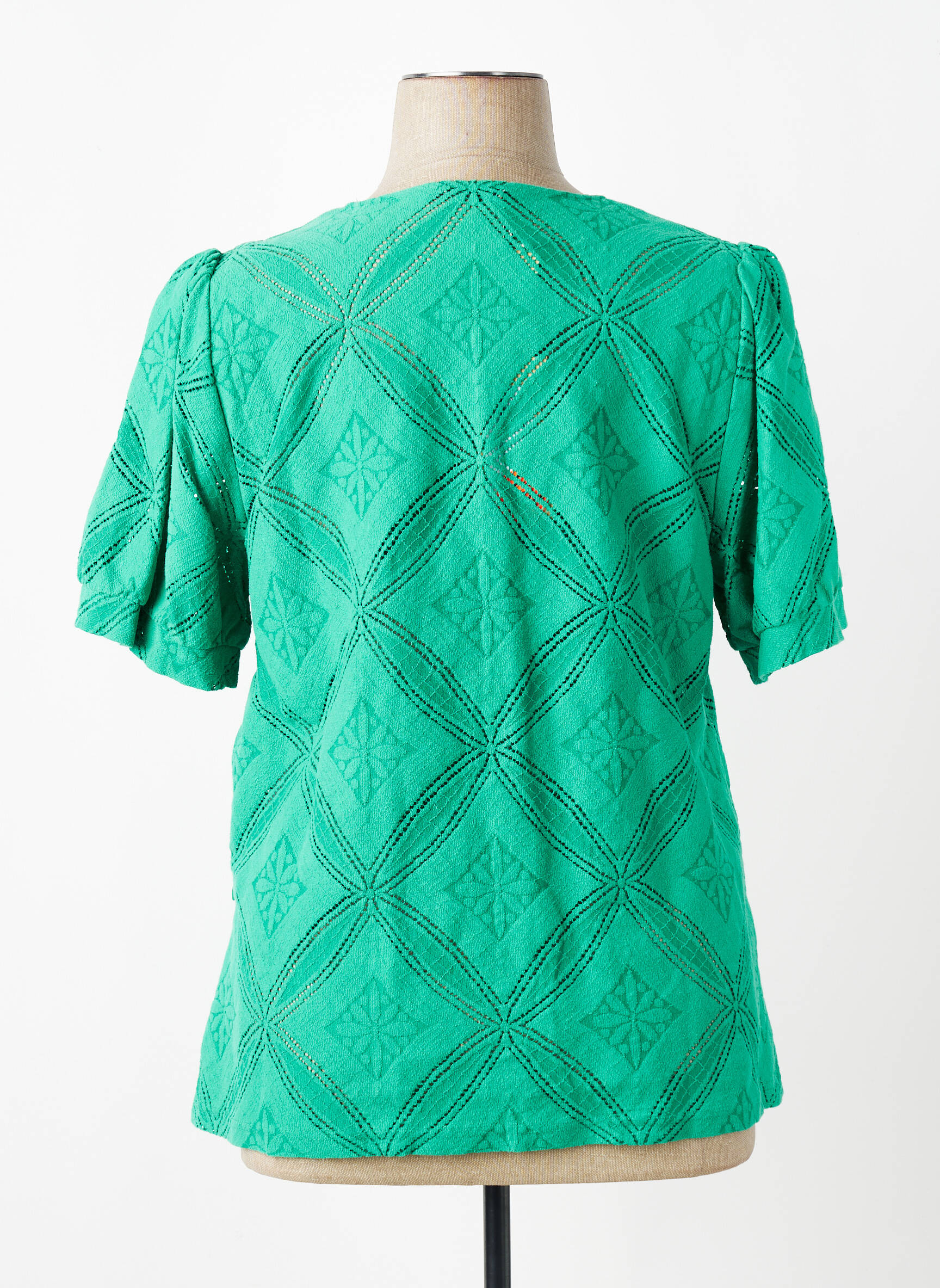 Top manches courtes manches courtes vert ELORA femme