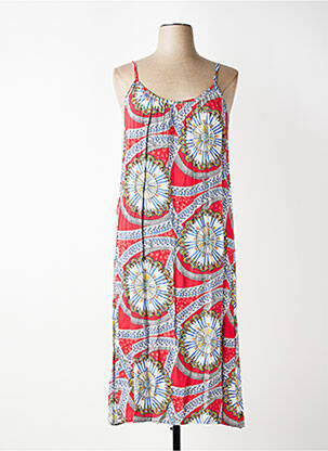Robe mi-longue imprimé fantaisie sans manche rouge VETISTYLE femme