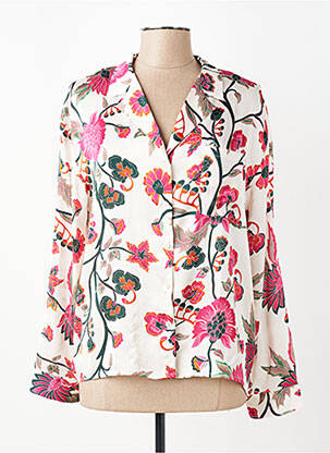 Chemisier imprimé fleurs manches longues blanc SOPHYLINE femme