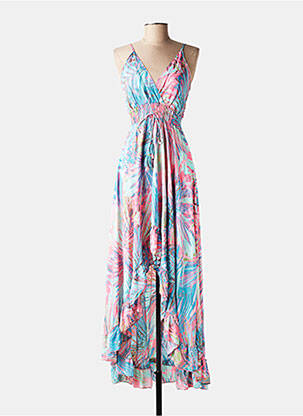 Robe longue imprimé fantaisie fines bretelles bleu YYDS (YOUR YOUTHFUL DRESS STYLE) femme