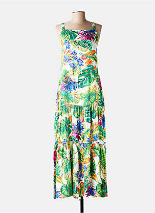Robe longue imprimé fantaisie sans manche vert LISE CHARMEL femme