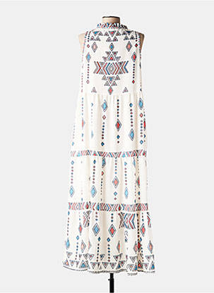 Robe longue imprimé fantaisie sans manche blanc MADE IN ITALY femme