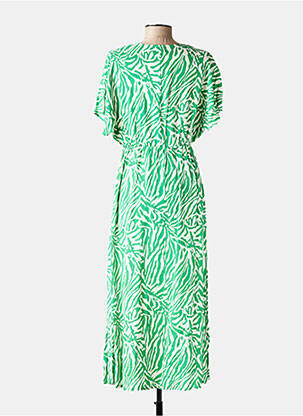Robe mi-longue imprimé fantaisie manches courtes vert ANGE femme