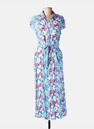 Robe longue manches courtes manches courtes bleu QUEEN'S femme