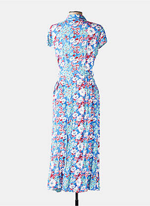 Robe longue manches courtes manches courtes bleu QUEEN'S femme