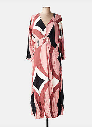Robe longue imprimé fantaisie manches longues rose ANGE femme