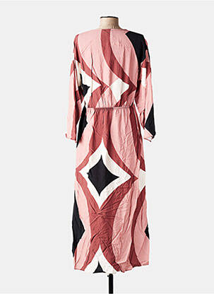 Robe longue imprimé fantaisie manches longues rose ANGE femme