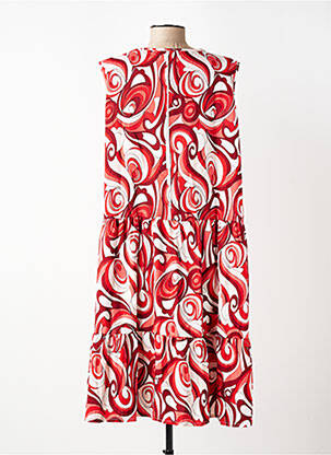 Robe mi-longue imprimé fantaisie sans manche rouge WORLD FASHION femme