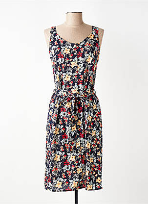 Robe mi-longue imprimé fleurs sans manche bleu S.QUISE femme