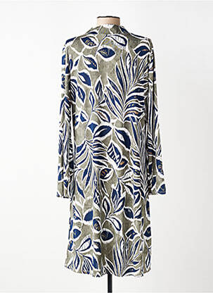 Robe mi-longue imprimé fantaisie manches longues bleu JOY'S PARIS femme