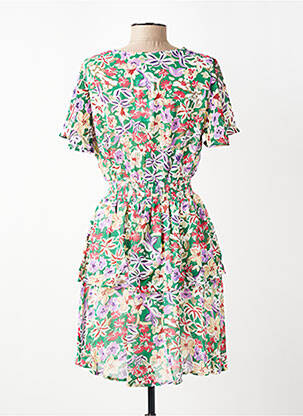 Robe mi-longue imprimé fantaisie manches courtes vert QUEEN'S femme