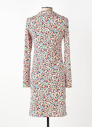Robe mi-longue imprimé fantaisie manches longues blanc JOY'S PARIS femme