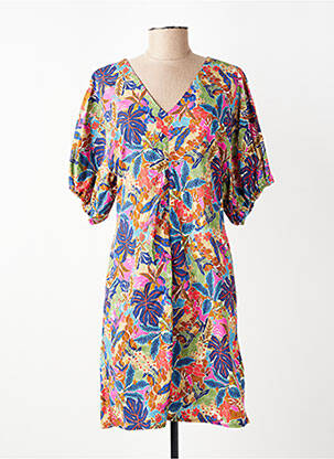 Robe mi-longue imprimé fantaisie manches courtes bleu EMA BLUE'S femme
