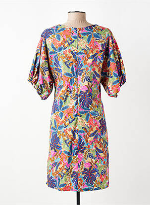 Robe mi-longue imprimé fantaisie manches courtes bleu EMA BLUE'S femme