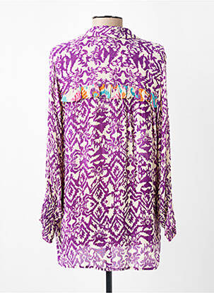 Chemisier tissage crêpe manches longues violet GOLD & SILVER femme