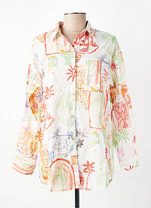 Chemisier imprimé fantaisie manches longues blanc MUSY MUSE femme
