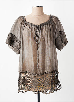 Top manches courtes manches courtes gris MADE IN ITALY femme