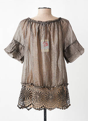 Top manches courtes manches courtes gris MADE IN ITALY femme