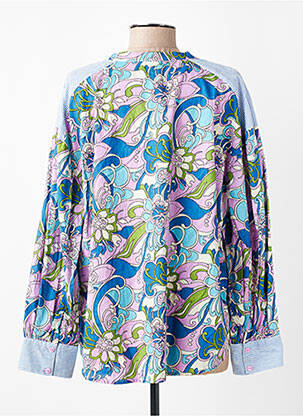 Chemisier imprimé fantaisie manches longues bleu ANGE femme