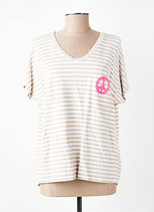 T-shirt coupe droite manches courtes beige AROMA femme