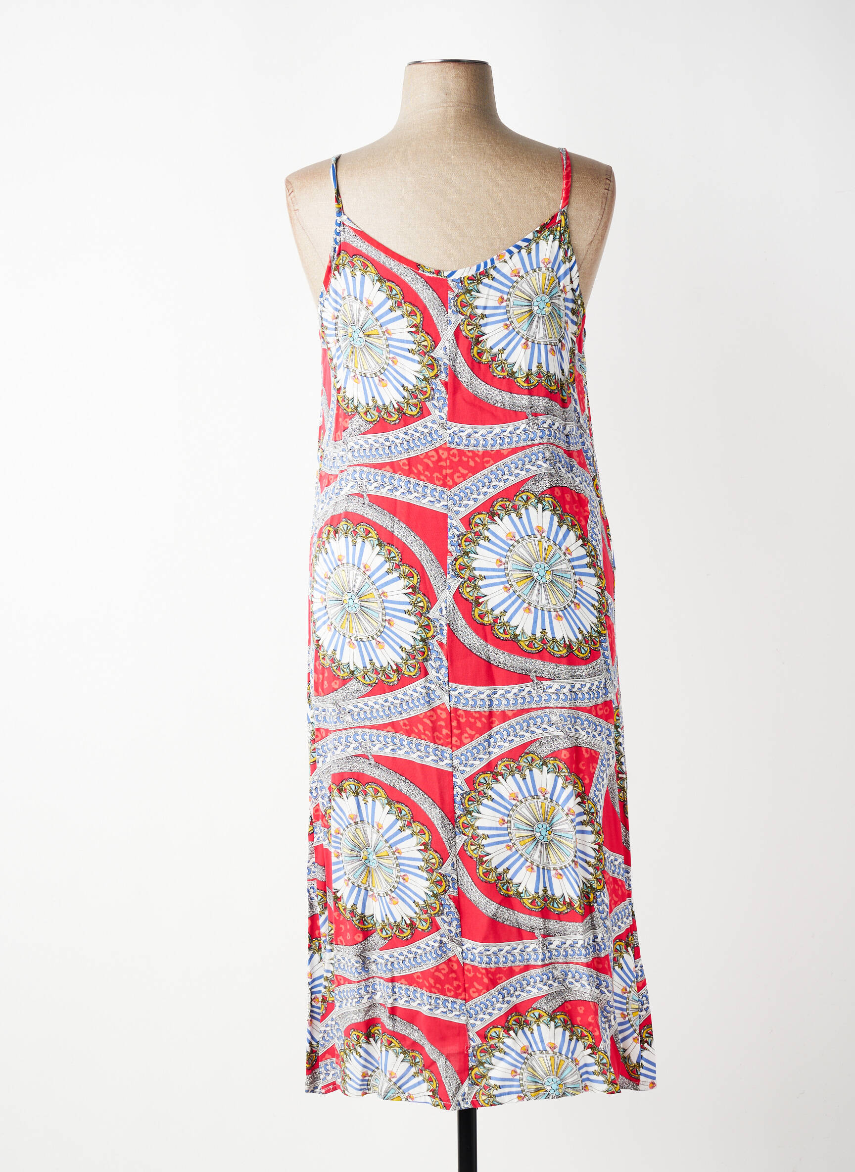 Robe mi-longue imprimé fantaisie sans manche rouge VETISTYLE femme