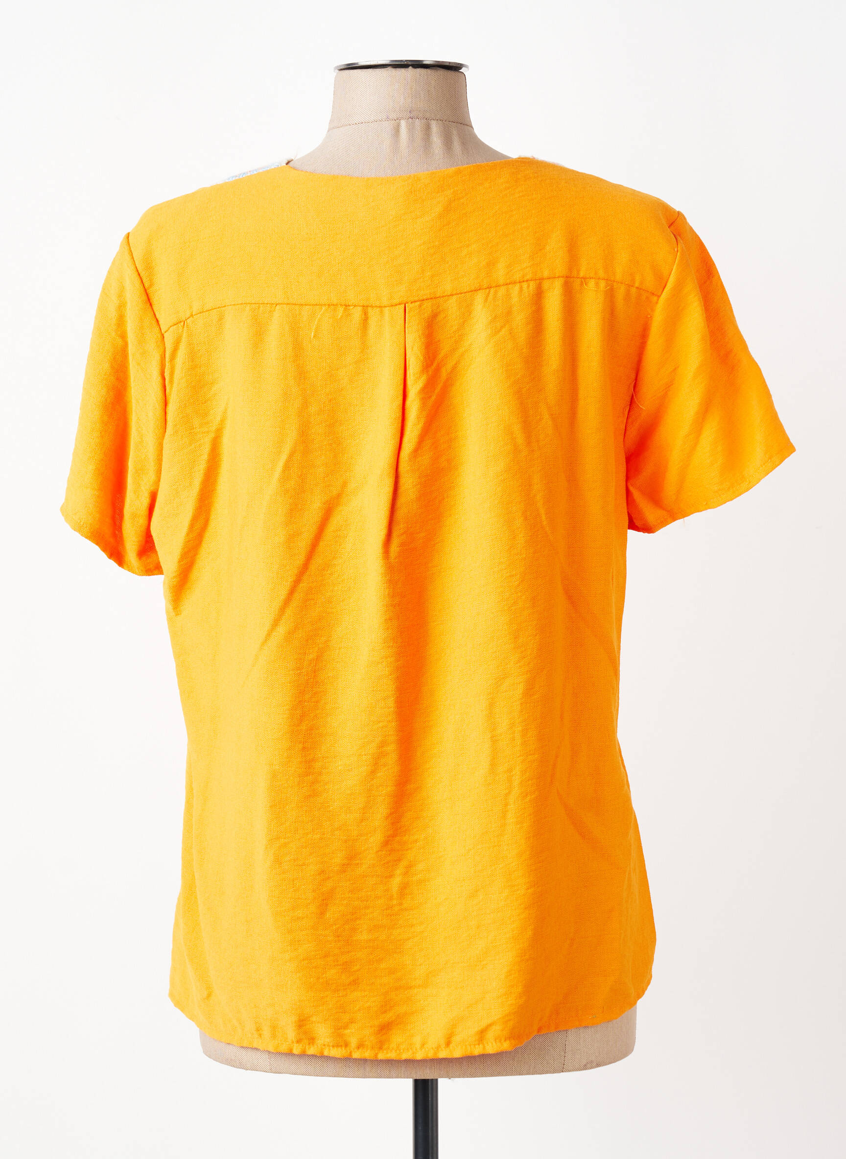 T-shirt coupe droite manches courtes orange HALOGENE femme