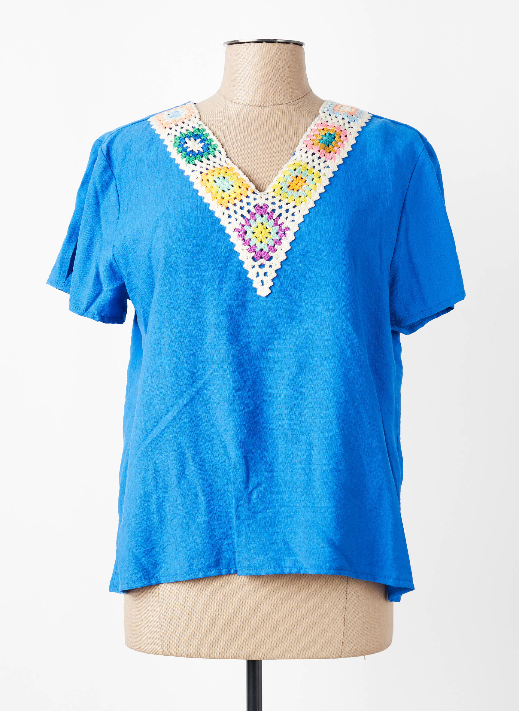 T-shirt coupe droite manches courtes bleu HALOGENE femme