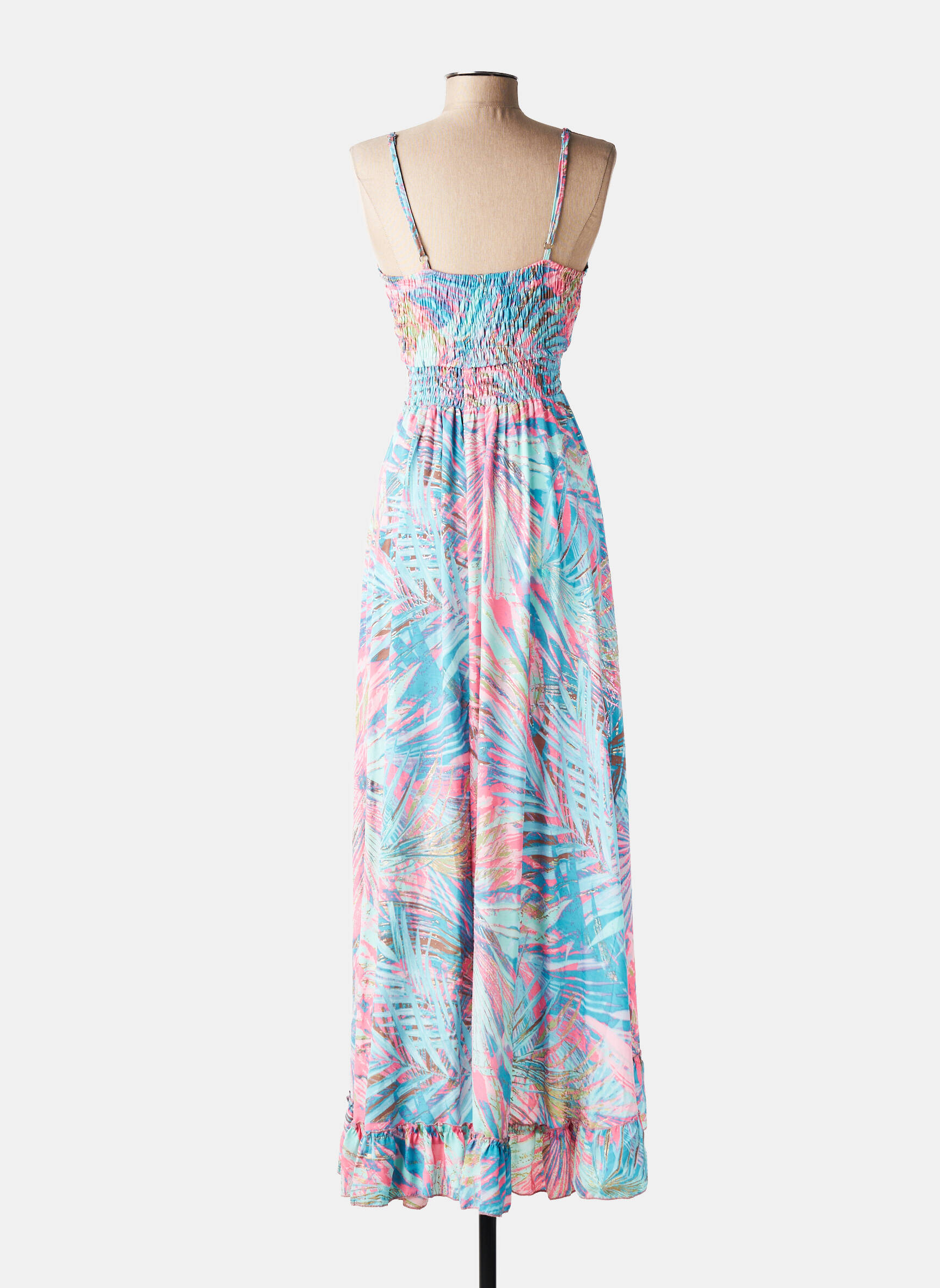 Robe longue imprimé fantaisie fines bretelles bleu YYDS (YOUR YOUTHFUL DRESS STYLE) femme