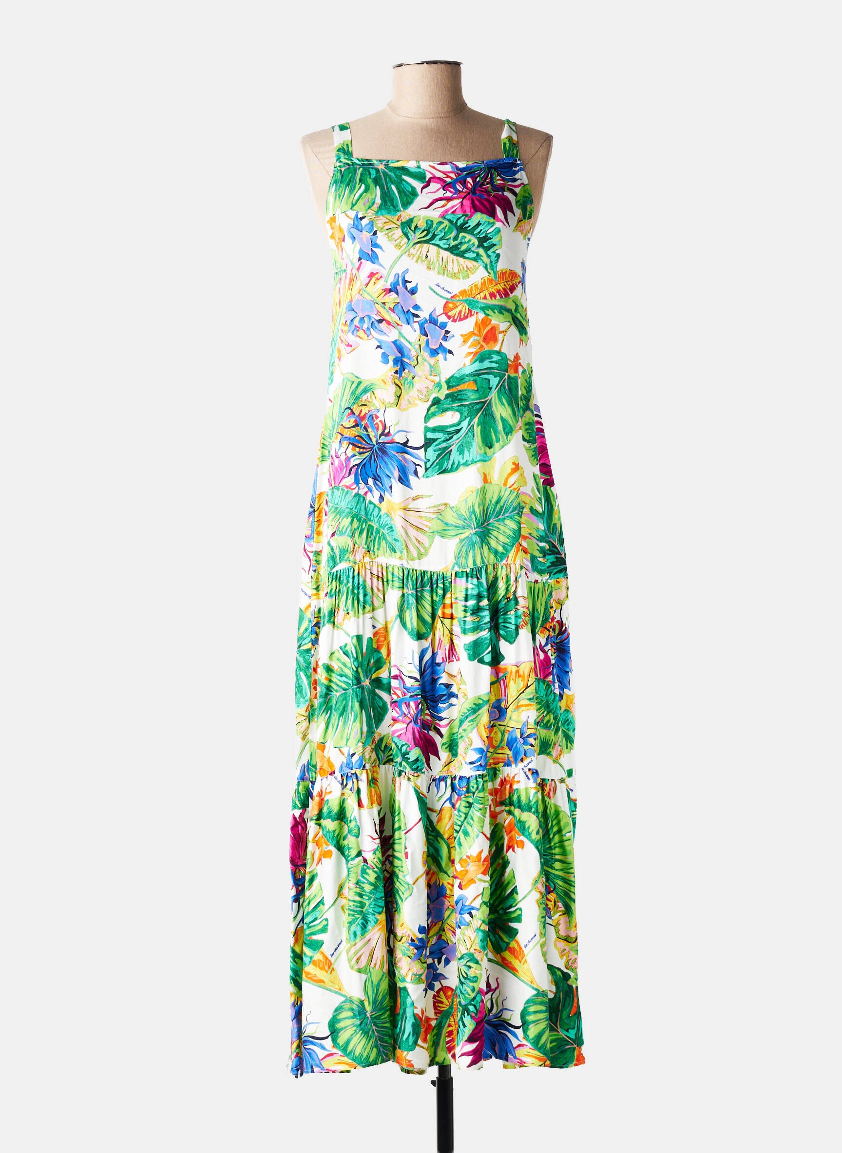 Robe longue imprimé fantaisie sans manche vert LISE CHARMEL femme