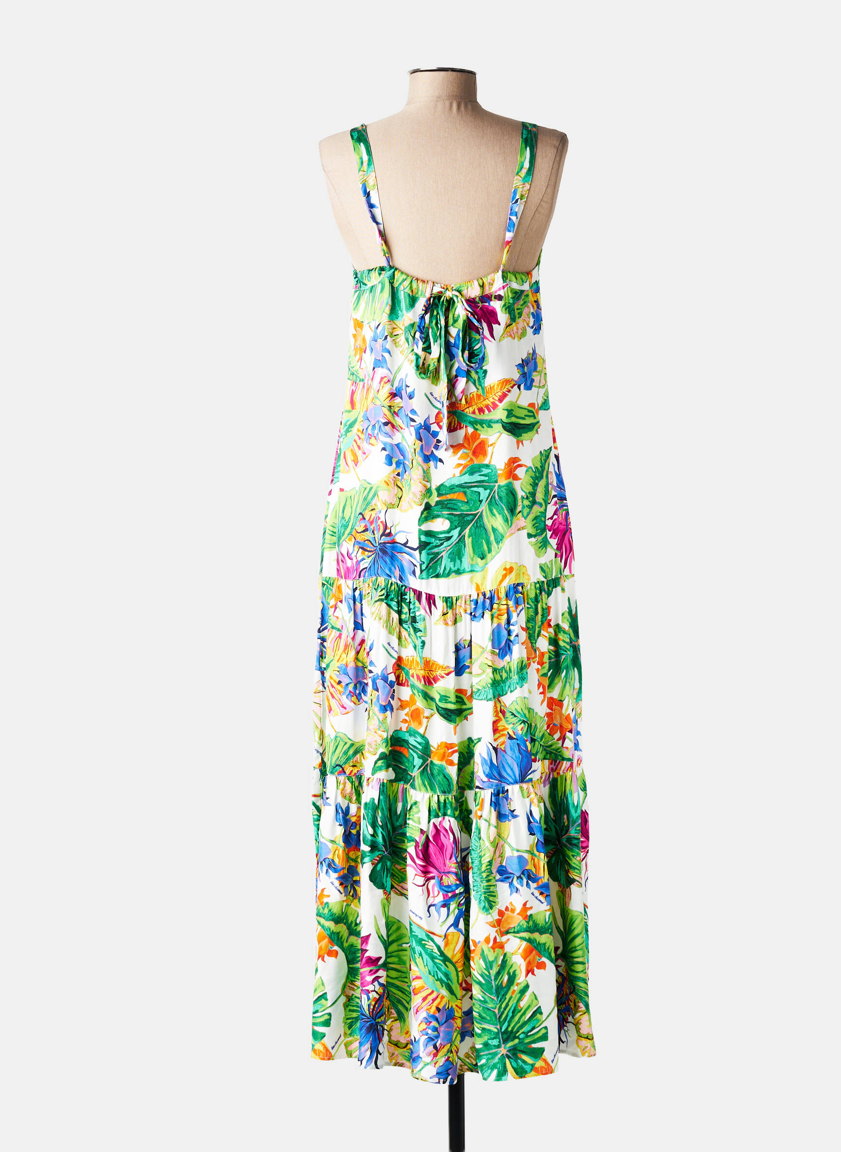 Robe longue imprimé fantaisie sans manche vert LISE CHARMEL femme