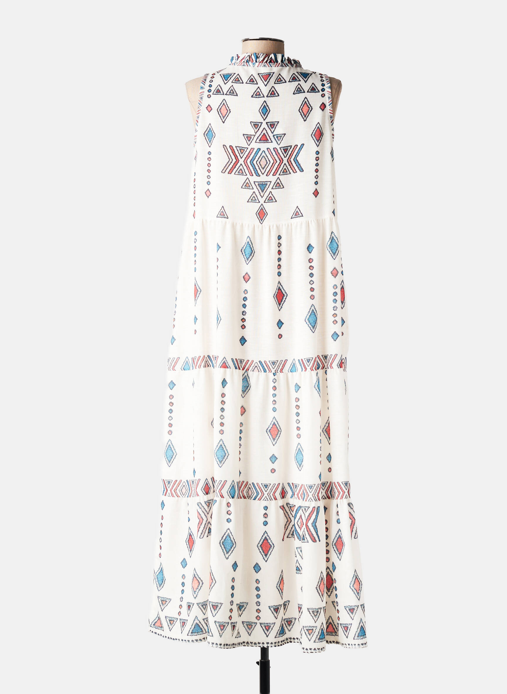 Robe longue imprimé fantaisie sans manche blanc MADE IN ITALY femme