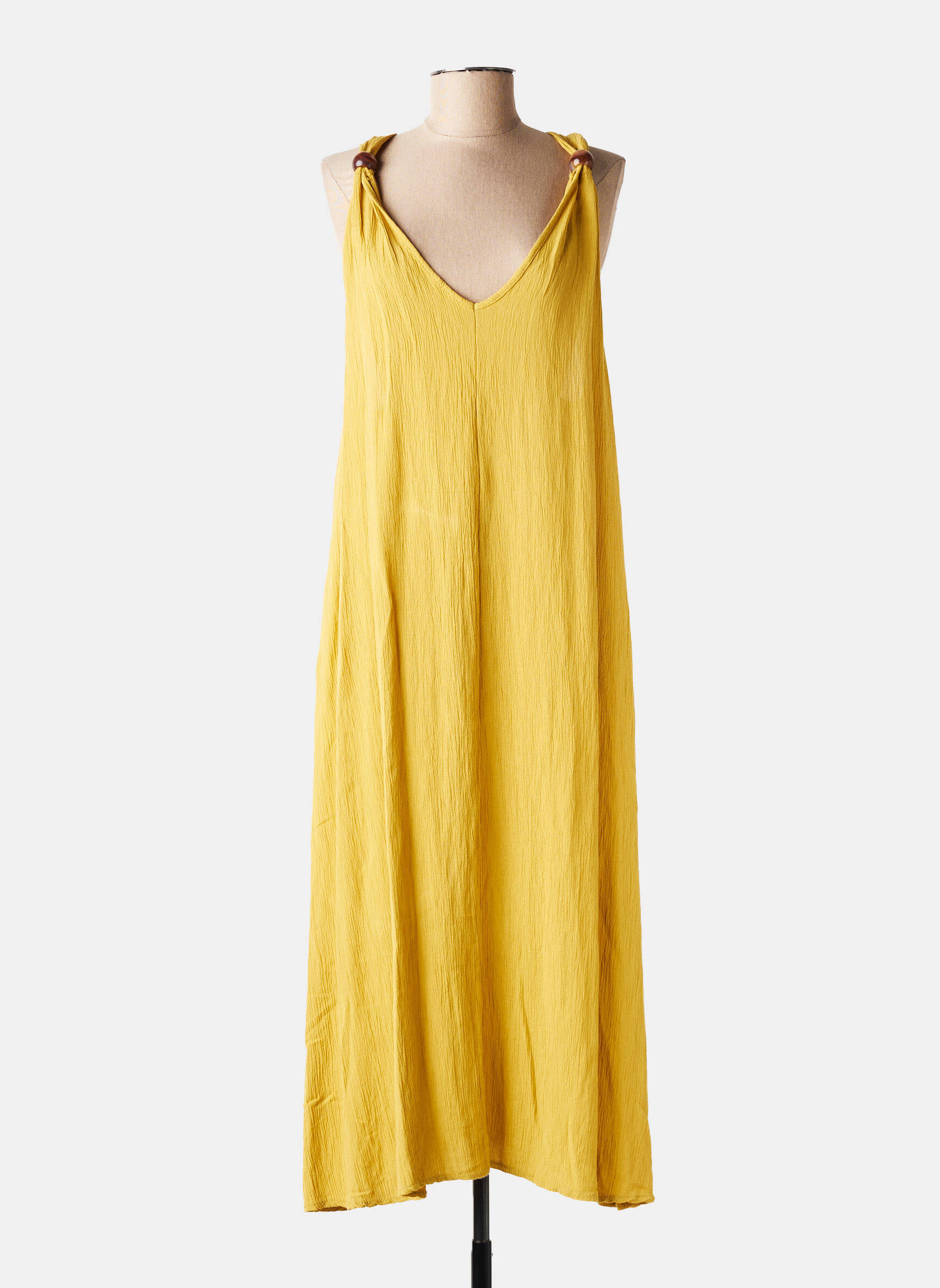 Robe longue sans manche sans manche jaune GLOSSY femme