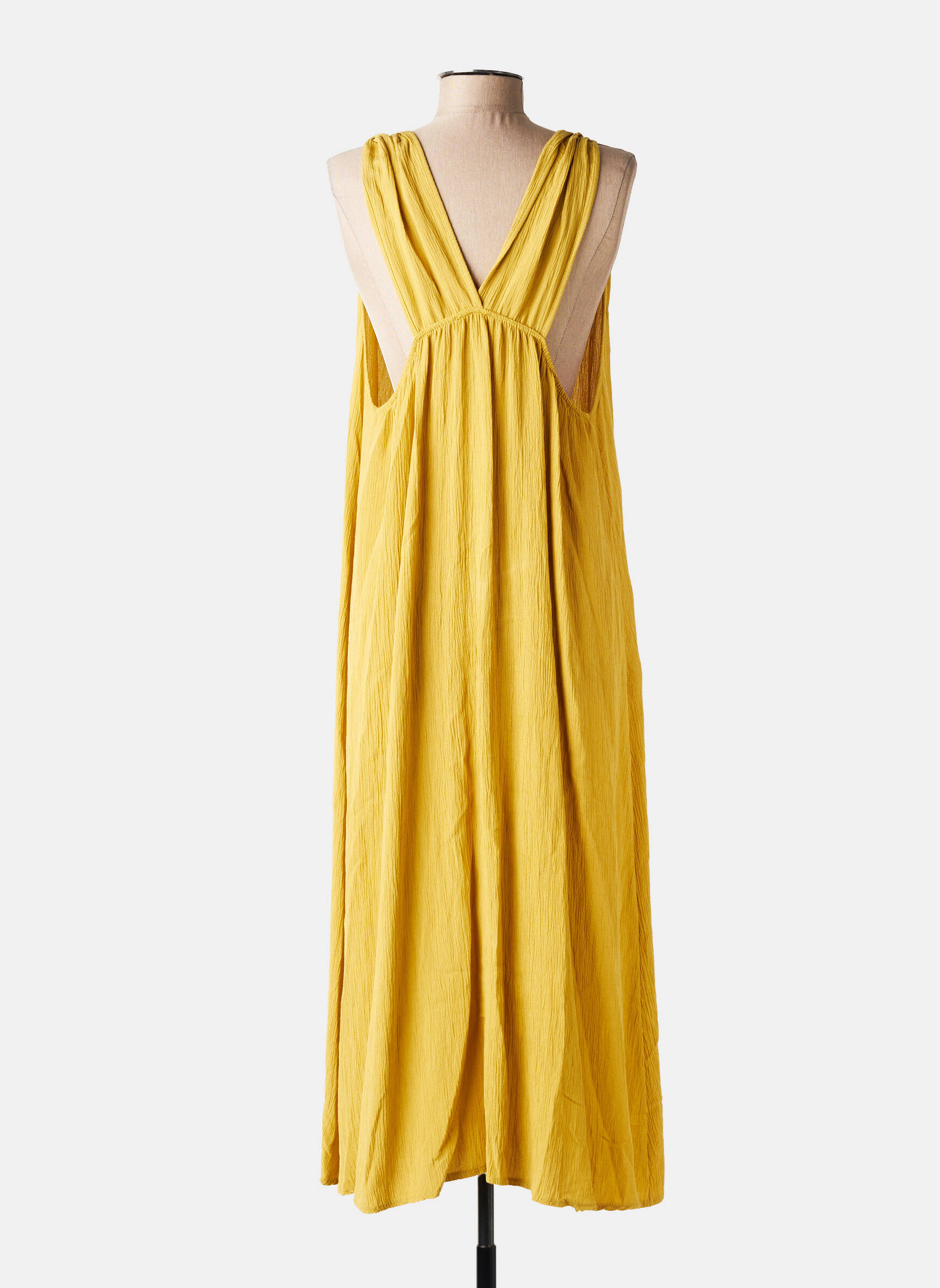 Robe longue sans manche sans manche jaune GLOSSY femme