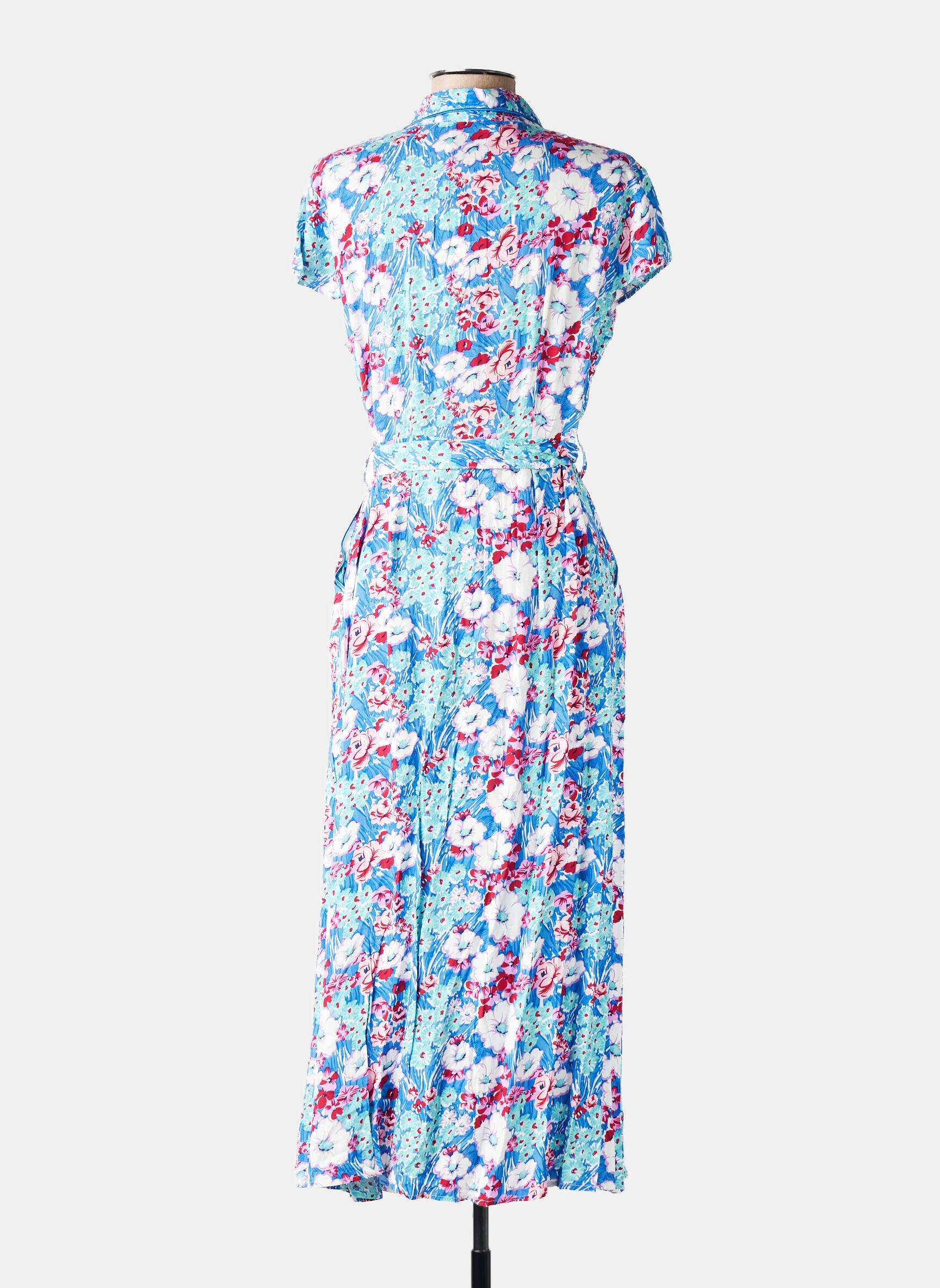 Robe longue manches courtes manches courtes bleu QUEEN'S femme