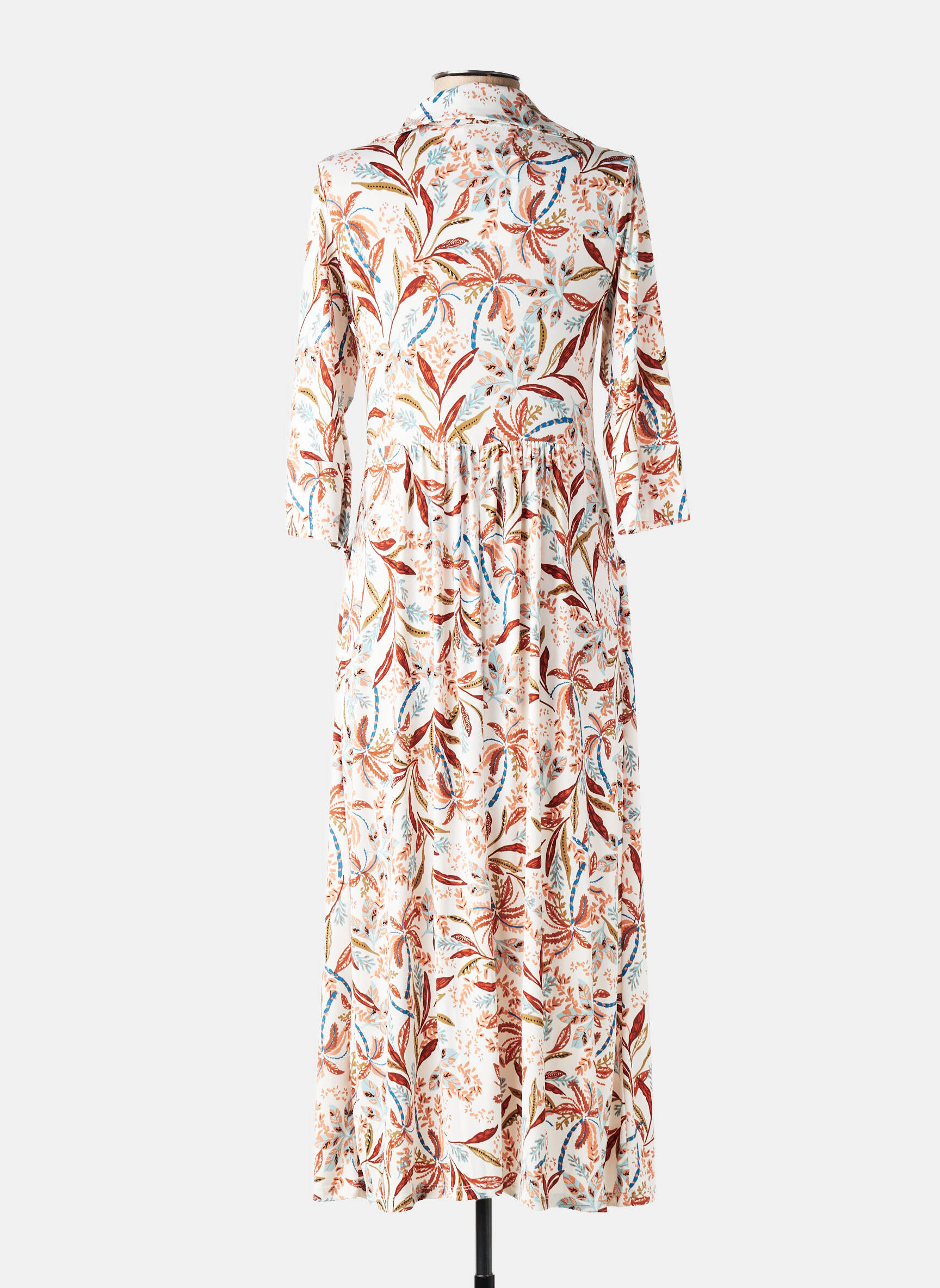 Robe longue imprimé fantaisie manches 3/4 blanc JOY'S PARIS femme