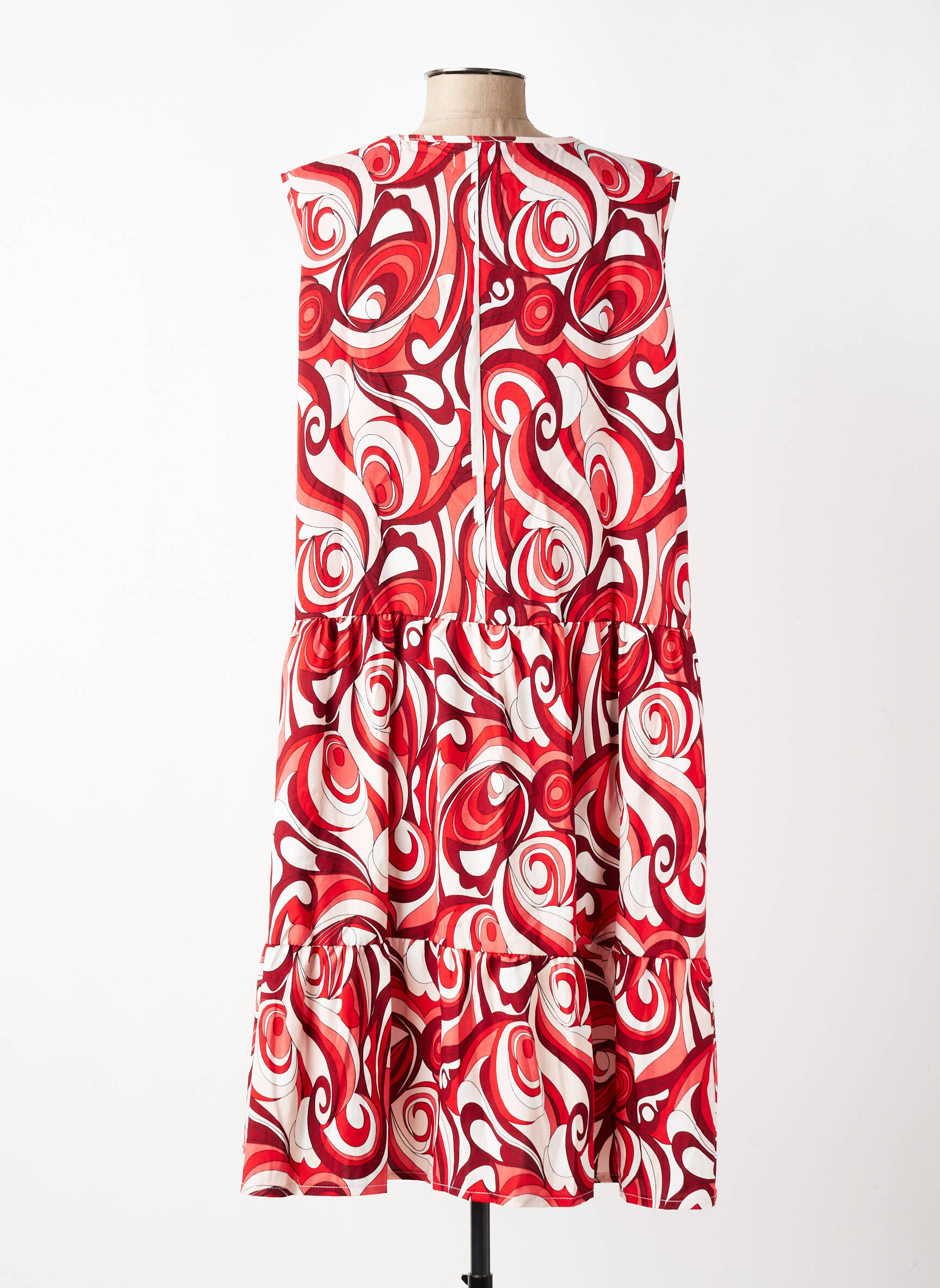 Robe mi-longue imprimé fantaisie sans manche rouge WORLD FASHION femme