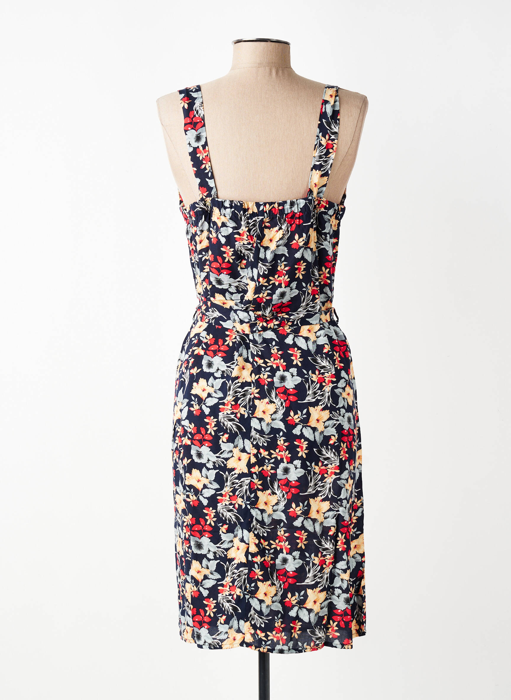 Robe mi-longue imprimé fleurs sans manche bleu S.QUISE femme