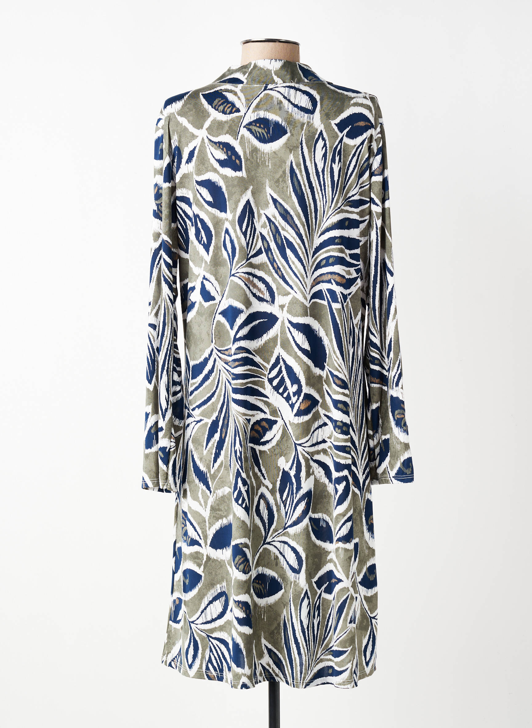 Robe mi-longue imprimé fantaisie manches longues bleu JOY'S PARIS femme