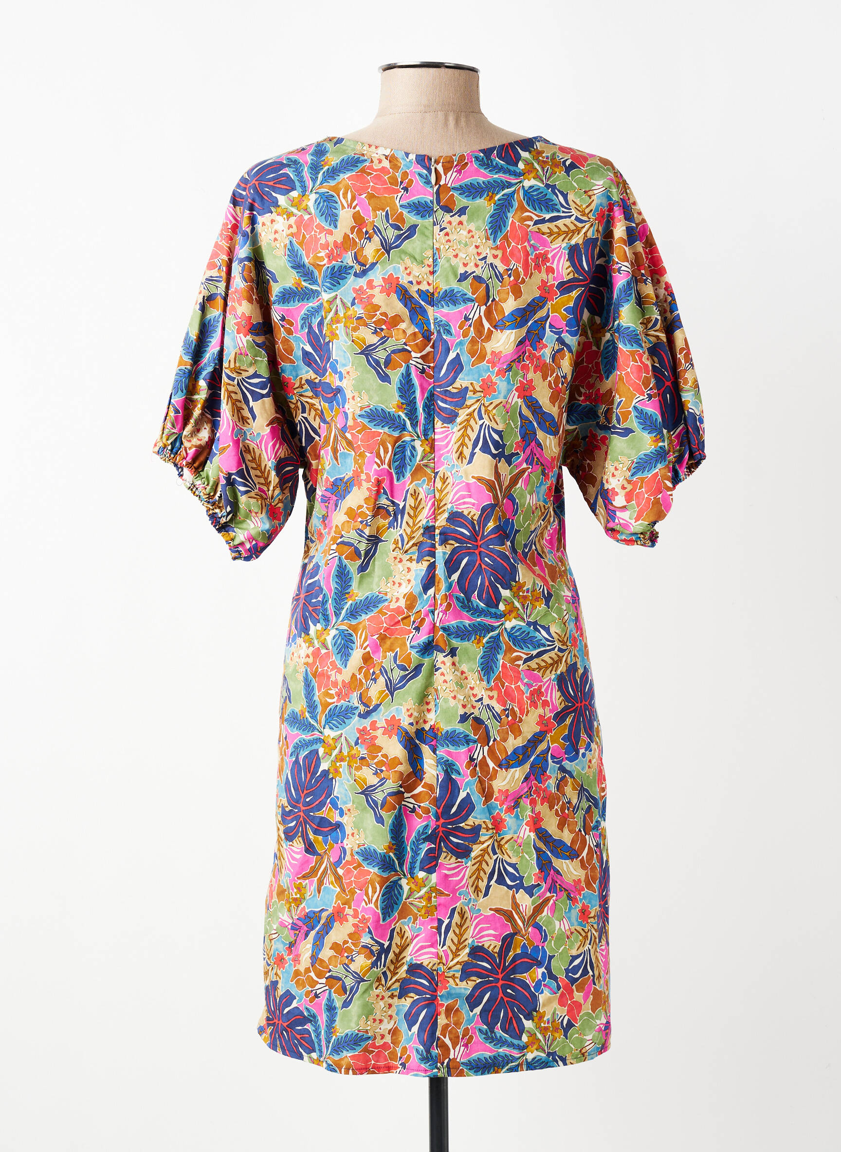 Robe mi-longue imprimé fantaisie manches courtes bleu EMA BLUE'S femme