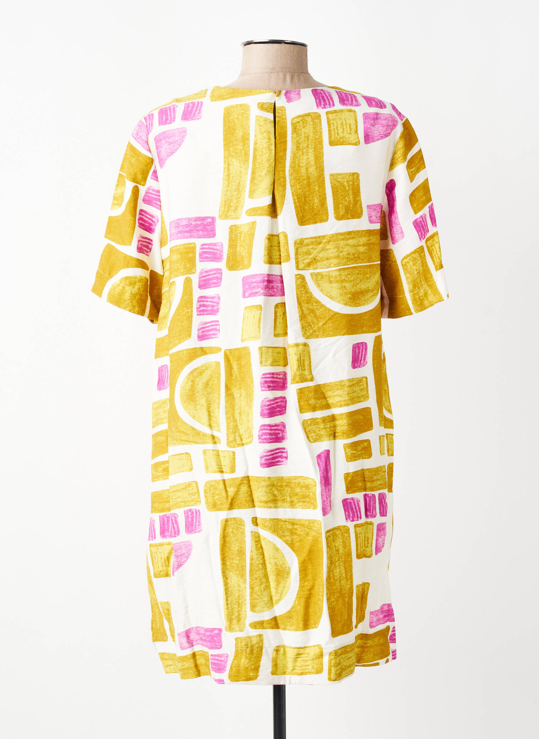 Robe courte manches courtes manches courtes jaune LAST QUEEN femme