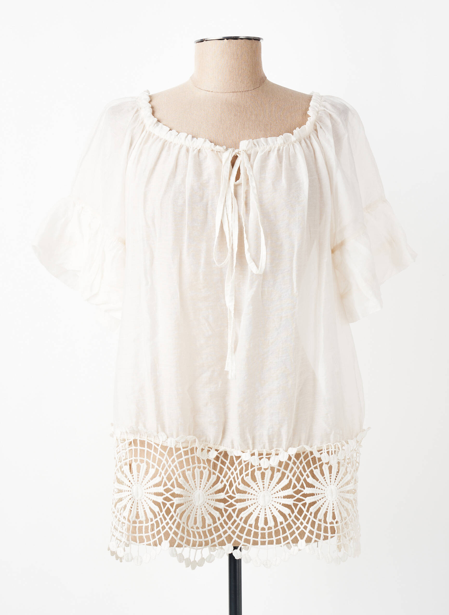 Top manches courtes manches courtes blanc MADE IN ITALY femme