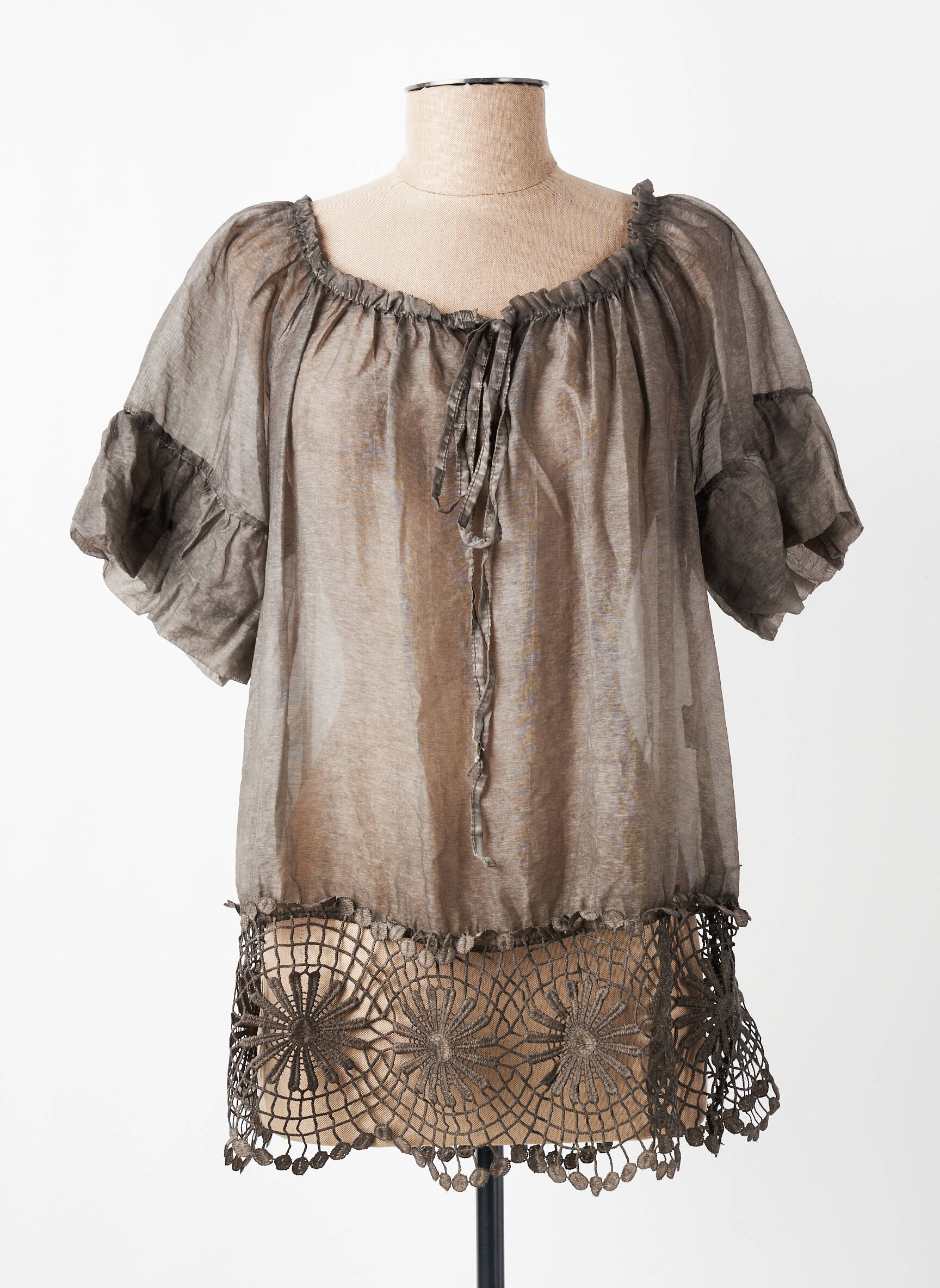 Top manches courtes manches courtes gris MADE IN ITALY femme