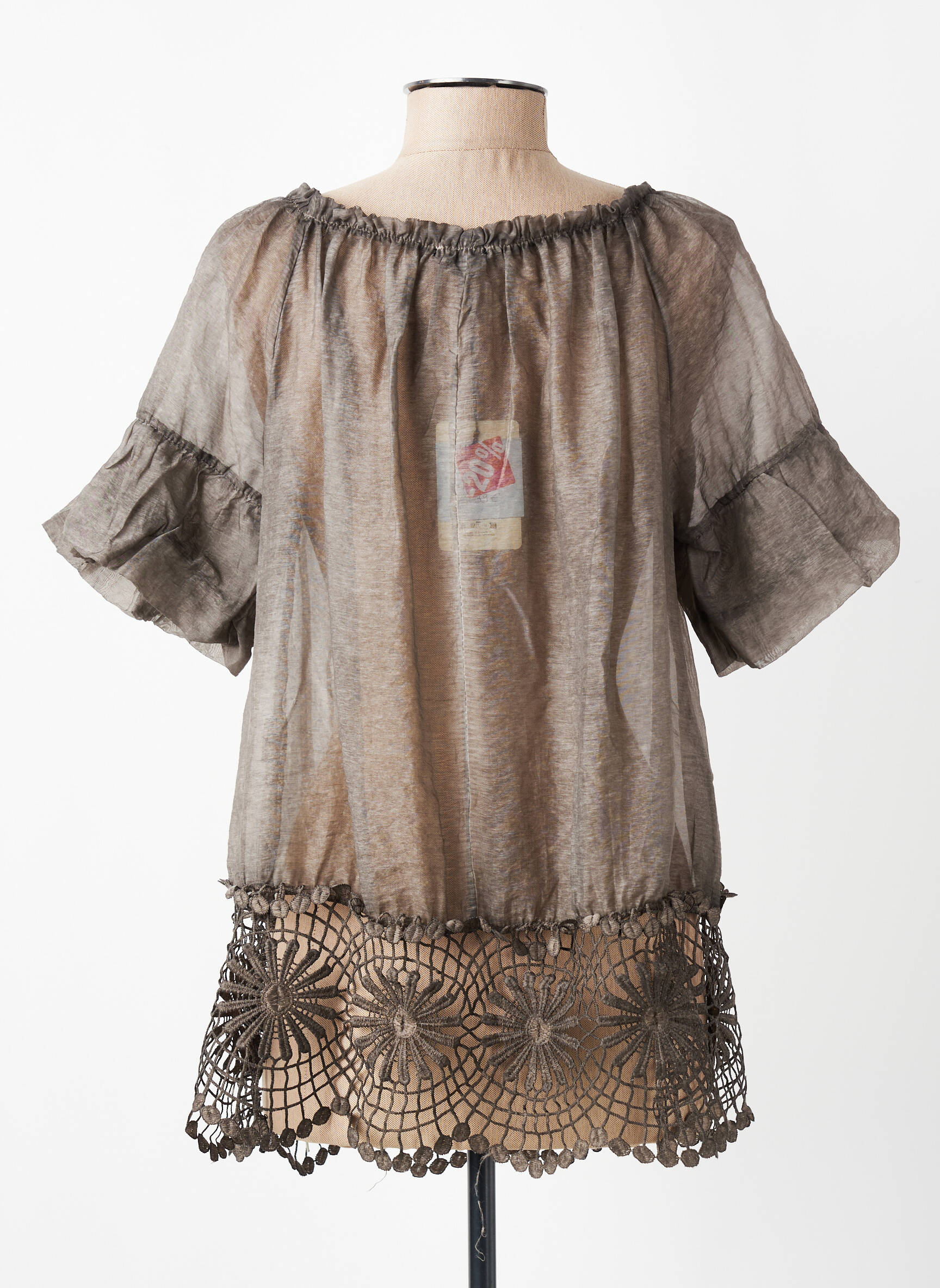 Top manches courtes manches courtes gris MADE IN ITALY femme