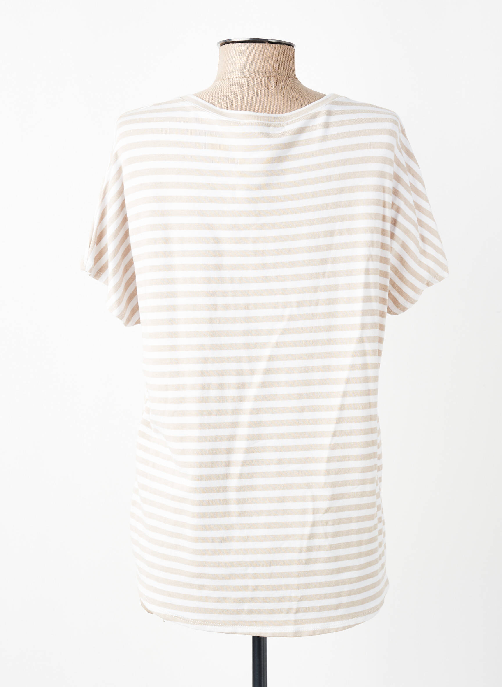 T-shirt coupe droite manches courtes beige AROMA femme