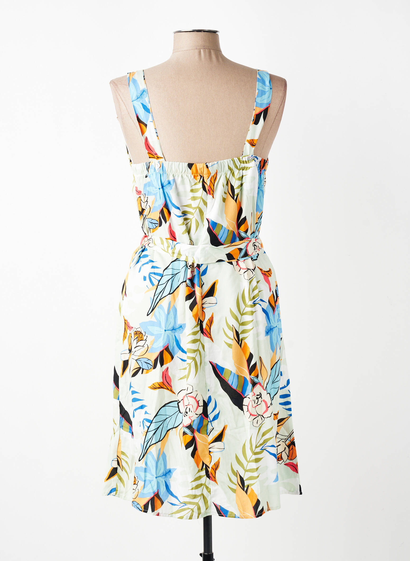 Robe mi-longue imprimé fantaisie sans manche vert S.QUISE femme