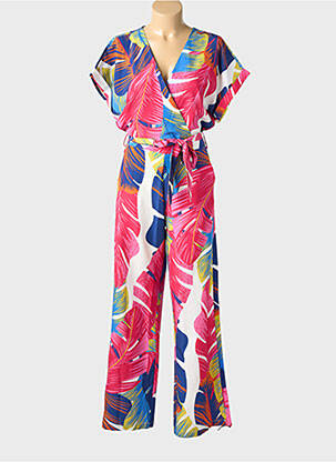 Combi-pantalon fermeture boutonnée au dos manches courtes rose UNIKA femme
